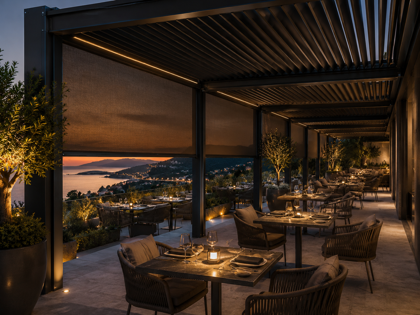 Ticari alan pergola uygulaması
